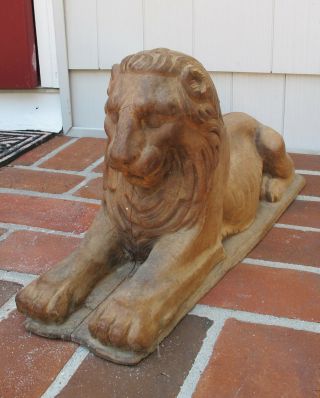 Ec Vintage Large 21 " Carved Wood Lion