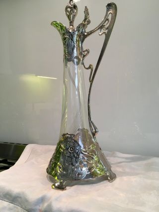 WMF art nouveau Silver Plated Claret Jug,  Decanter 42 Cm Tall 10