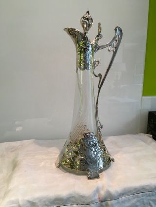 WMF art nouveau Silver Plated Claret Jug,  Decanter 42 Cm Tall 8