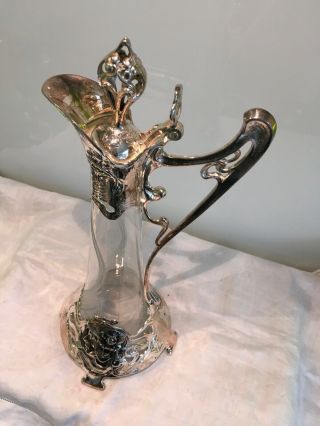 WMF art nouveau Silver Plated Claret Jug,  Decanter 42 Cm Tall 9