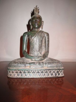 Sitting Bronze Buddha Statue From Sri Lanka Ceylon