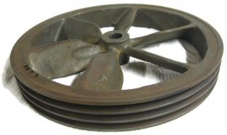 16 Inch Air Compressor Cast Iron Flywheel Pulley Spoked 3 Groove V - Belt Sheave 2