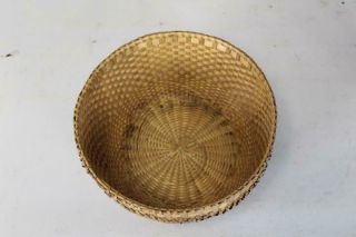 A VERY RARE 19TH C CENTER BASKET WITH RARE TUFFED ADDITIONS AND A DELICATE WEAVE 9