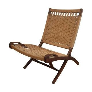 Hans Wegner Style Rope Folding Chair In The Style Of Model Jh 512