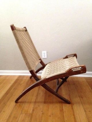 Hans Wegner Style Rope Folding Chair in the style of model JH 512 2