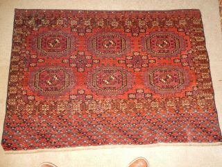 Antique Tekke Yomud Caucasian Turkoman Turkmen Tribal Carpet Rug Chuval