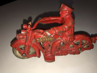 Cast Iron Hubley Cop On Harley Davidson Cast Iron Motorcycle Toy 1930’s