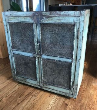 Antique Vintage 2 Door Farmhouse Reclaimed Wood Cabinet Storage