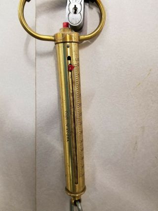 Vintage Chatillon Brass Hand Held Spring 60 Lb.  Scale