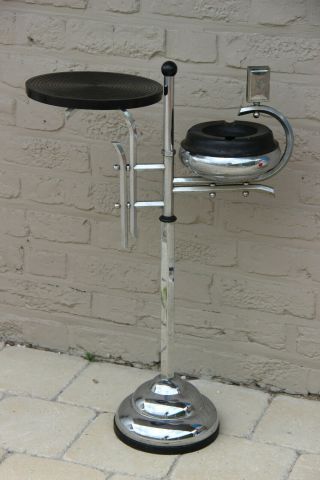 ART DECO bakelite chrome Ashtray Smoking table stand 2