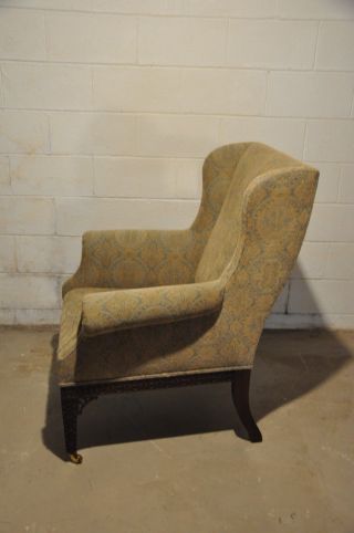 Baker Furniture Stately Homes Wing Back Chair Carved Mahogany Frame Nail Head 4
