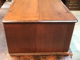 Antique 3 Drawer Spool Counter Display Cabinet Cherry - Metal Advertising On Back 6