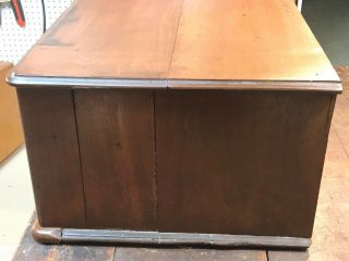 Antique 3 Drawer Spool Counter Display Cabinet Cherry - Metal Advertising On Back 9