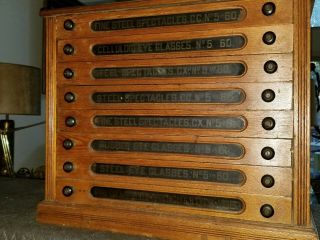 VTG c.  1900 Antique Oak Optician ' s 8 - Drawer Eyeglass Spectacle Lens Chest Cabinet 2