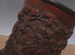 Shenqian Signed Antique Chinese Carved Figures Bamboo Brush Pot 10