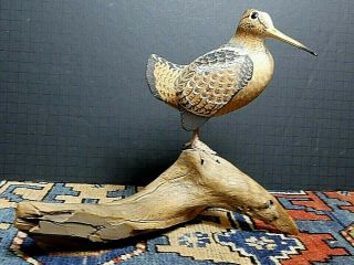 Vintage Hand Carved Dowitcher Shore - Bird Shanty Artists Maine Signed Harry Ross