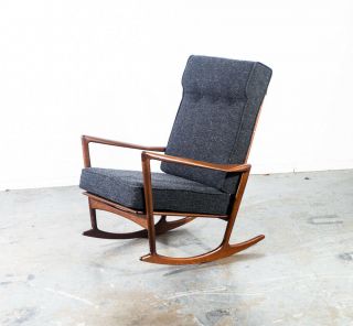 Mid Century Danish Modern Rocking Chair Rocker Selig Ib Kofod Larsen Lounge Wood