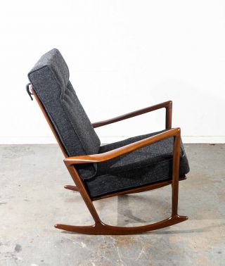 Mid Century Danish Modern Rocking Chair Rocker Selig Ib Kofod Larsen Lounge Wood 2