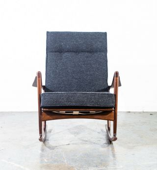 Mid Century Danish Modern Rocking Chair Rocker Selig Ib Kofod Larsen Lounge Wood 3