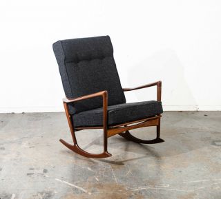 Mid Century Danish Modern Rocking Chair Rocker Selig Ib Kofod Larsen Lounge Wood 4