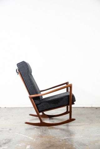 Mid Century Danish Modern Rocking Chair Rocker Selig Ib Kofod Larsen Lounge Wood 5