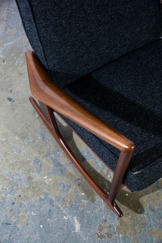 Mid Century Danish Modern Rocking Chair Rocker Selig Ib Kofod Larsen Lounge Wood 8