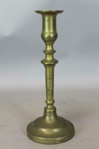 A Fine Late 17th C Turned Brass Candlestick Continental C1690 - 1720 In Old Patina