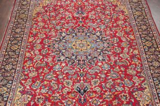 VINTAGE 10x13 VIBRANT RED Traditional Oriental Area Rug Flora Hand - Knotted WOOL 4