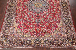 VINTAGE 10x13 VIBRANT RED Traditional Oriental Area Rug Flora Hand - Knotted WOOL 6