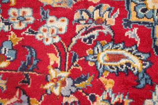 VINTAGE 10x13 VIBRANT RED Traditional Oriental Area Rug Flora Hand - Knotted WOOL 9