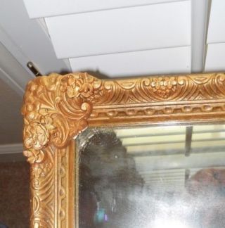 25 X 19 Vintage Antique French Ornate Floral Gold Framed Wall Mirror 100 Yrs Old