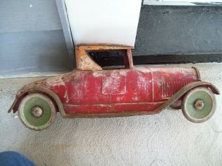 Rare Antique Large Tin Friction Coupe Steel Toy Car