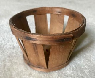 Very Small Vintage Wooden Fruit Or Vegetable Market Basket,  C.  1900