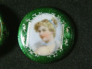 Antique Victorian Argent Dore ' Swiss Guilloche Enamel Silver Ladies Pocket Watch 2