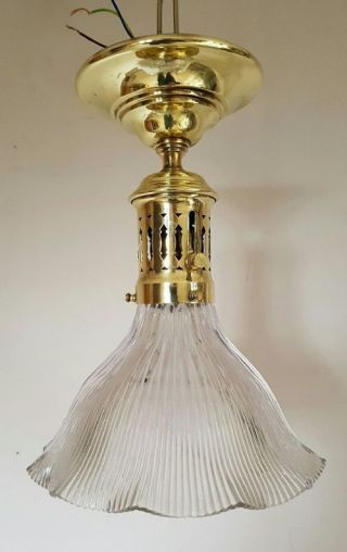 C1910 French Holophane Ceiling Lamp Light; Rewired