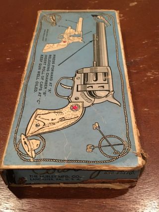 Vintage Hubley Cowboy Cap Gun And Unfired MIB - Boxed - Large Gun 5