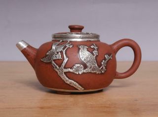 Pei Yonglin Signed Old Chinese Handmade Yixing Zisha Silvering Teapot