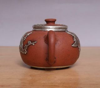 Pei Yonglin Signed Old Chinese Handmade Yixing Zisha Silvering Teapot 2