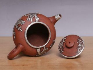 Pei Yonglin Signed Old Chinese Handmade Yixing Zisha Silvering Teapot 8