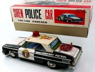 VINTAGE AOSHIN (JAPAN) 1963 FORD GALAXIE POLICE CAR W/ORIGINAL BOX NR 2