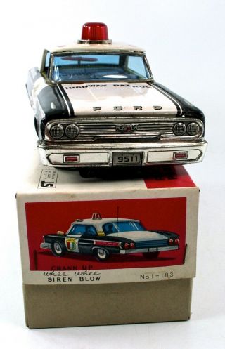 VINTAGE AOSHIN (JAPAN) 1963 FORD GALAXIE POLICE CAR W/ORIGINAL BOX NR 5