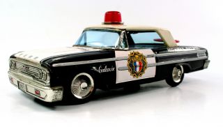 VINTAGE AOSHIN (JAPAN) 1963 FORD GALAXIE POLICE CAR W/ORIGINAL BOX NR 8