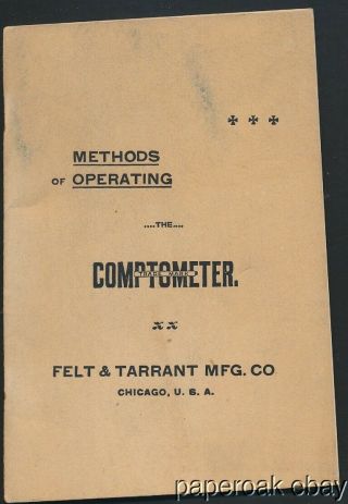1911 Methods Of Operating Comptometer Adding Machine Booklet