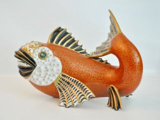 Oggetti Mangani Vtg Mid Century Italian Modern Pottery Koi Fish Sculpture Italy 8