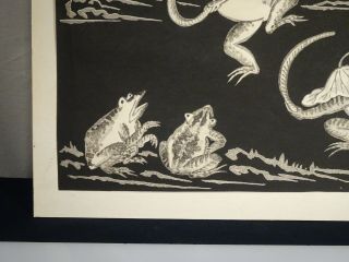 Tokuriki Tomikichiko Frogs Dancing in Moonlight Japanese Woodblock Print - 56369 2