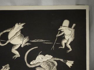 Tokuriki Tomikichiko Frogs Dancing in Moonlight Japanese Woodblock Print - 56369 4