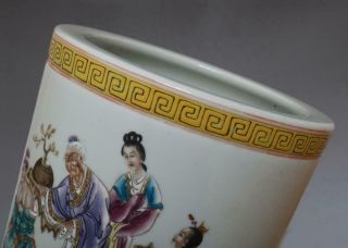 Guangxu Signed Antique Chinese Famille Rose Porcelain Brush Pot 7