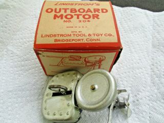 Vintage Lindstrom Toy Wind - Up Outboard Boat Motor No.  204 - 3