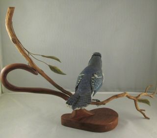 Vintage Hand Carved and Painted Wood Bird Carving Blue Jay Signed G.  White ' 97 2