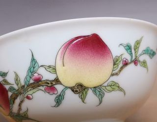 Yongzheng Signed Antique Old Chinese Famille Rose Bowl w/Nine Peaches 6